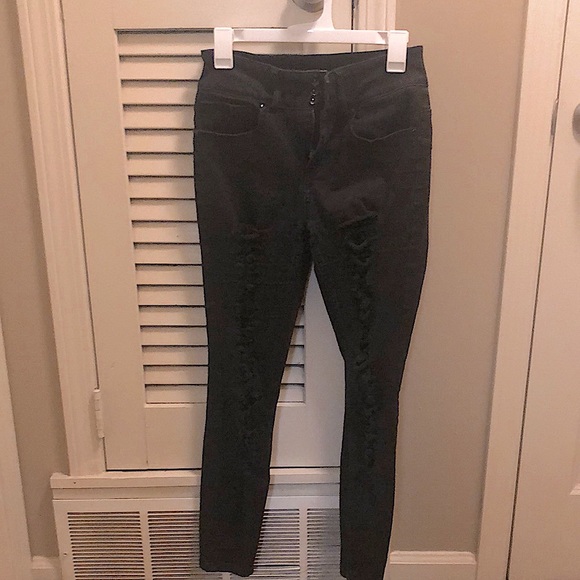 Hot Topic distressed black jeggings high waist - Picture 2 of 5